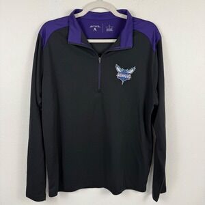 Antigua Charlotte Hornets Mens Large Black Purple NBA Quarter‎ Zip Pullover L
